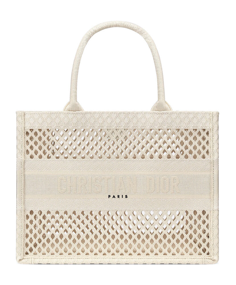 Christian Dior Small Dior Book Canvas Tote Cream